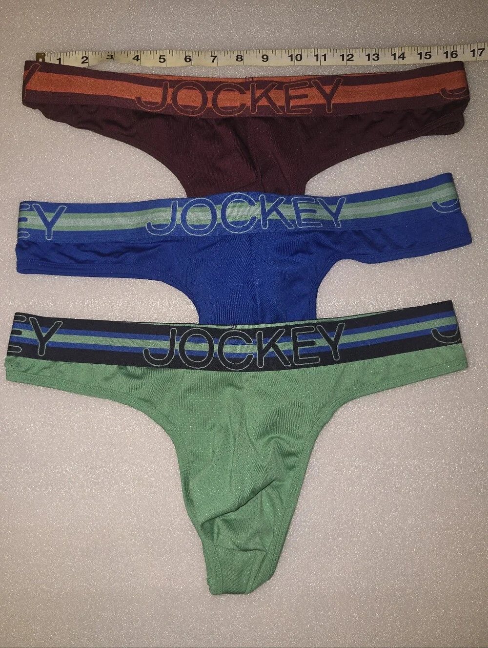 Jockey Mens Sport Stability Microfiber thongs Burgundy, Blue, Green - XL